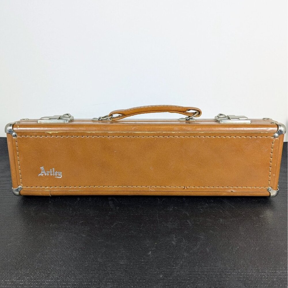 Tan Leather Travel Case with Stitched Handle